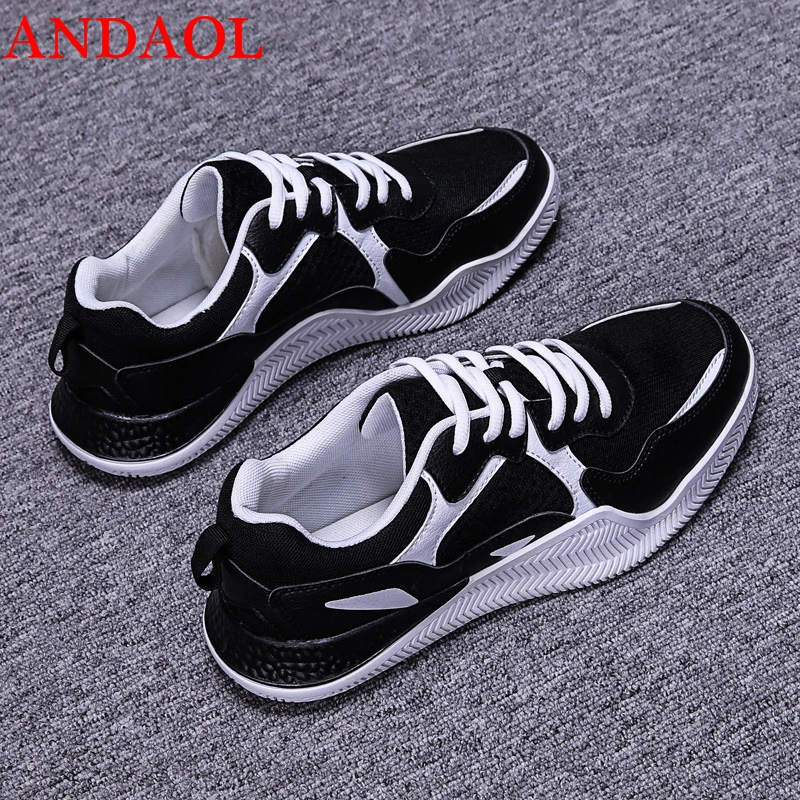 

ANDAOL New Men's Casual Shoes Top Quality Mesh Breathable Light Trend Walking Shoes Fashion Personality Wear Resistant Sneakers
