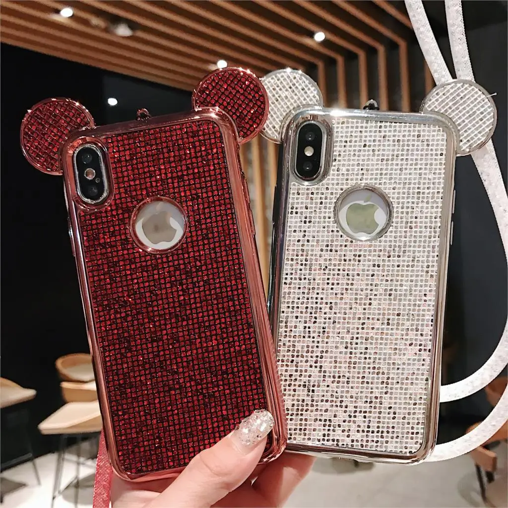 Мультяшный 3D бриллиантовый блестящий чехол для Samsung GALAXY S6 S7 Edge S8 S9 S10 Plus роскошный