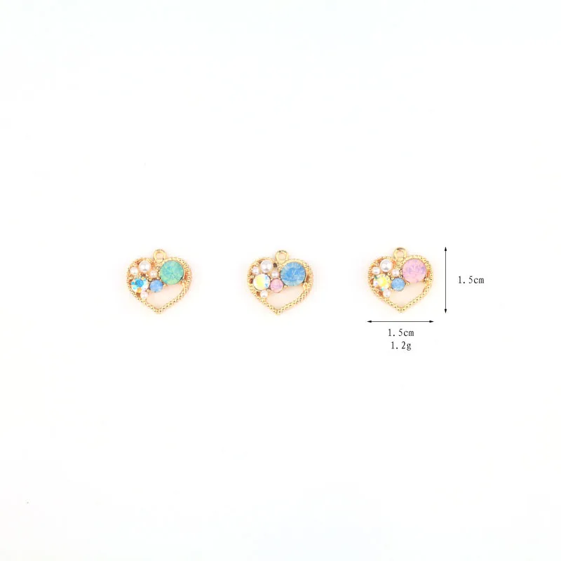 10 шт. Разноцветные Подвески Стразы Любовь в форме сердца серьги изготовление