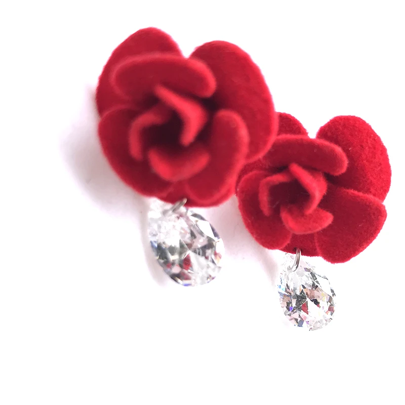 Wukaka New Fashion Plush small red Earrings for Women All-match hypoallergenic zircon jewelry | Украшения и аксессуары
