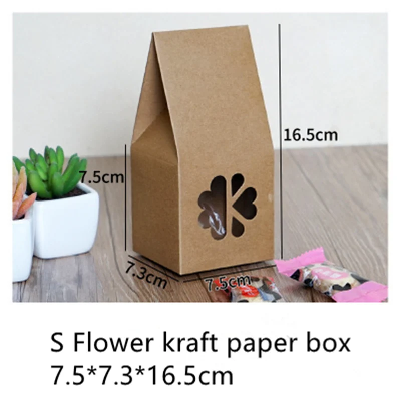 10 шт./лот оконная коробка из крафт бумаги свадебный подарок Упаковка конфет