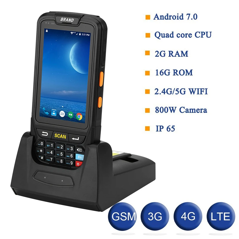 PDA терминал 1D/2D считыватель штрих кодов Android 7 сборщик данных Wifi Bluetooth для