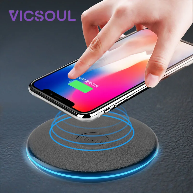 Беспроводное зарядное устройство VicSoul QI для iPhone 8/X/XR/XS/MAX Samsung Galaxy S9 S8 S7 S6 5 V/1A