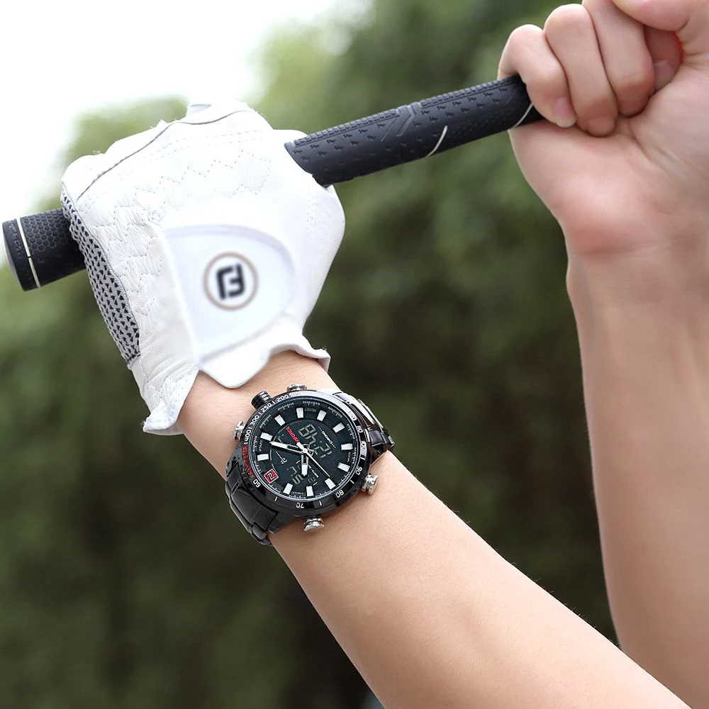 Для мужчин часы NAVIFORCE Элитный бренд спорт двойной Дисплей светодиодный цифровой