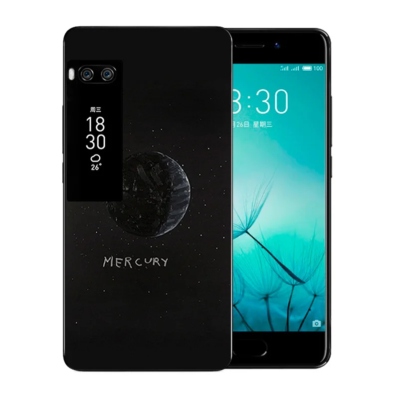 Phone Case For Meizu pro 7 Space Moon Pattern Soft TPU Luxury Silicone Capa Back Cover Full Protector Funda |
