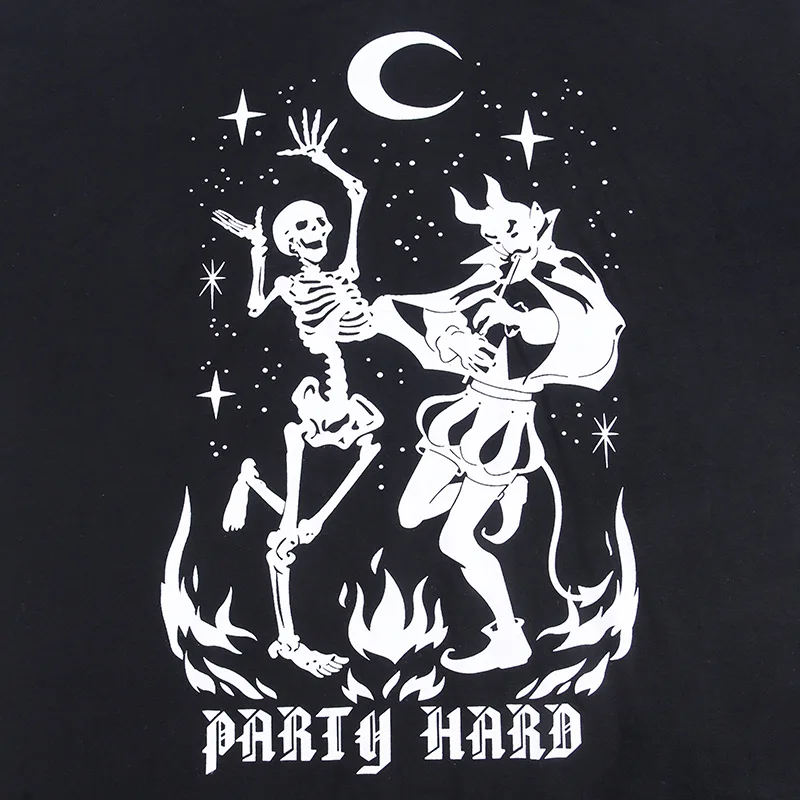 Женская футболка с принтом чертенка черная хлопковая Футболка в стиле