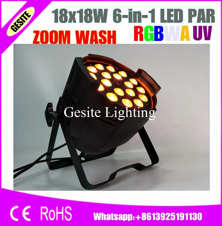 Бесплатная доставка 6 шт./лот концертная сцена в 1 zoom wash led par can 18x18w ip25 rgbw с
