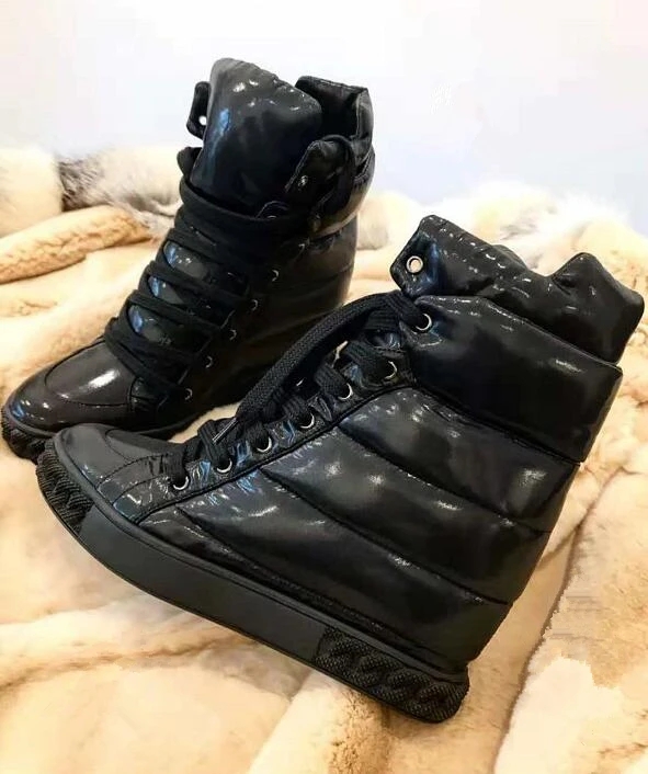 Новые модные зимние женские повседневные туфли на высоком каблуке из