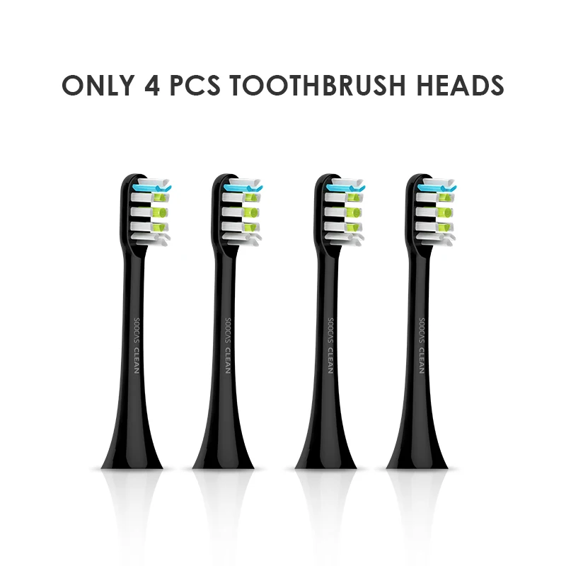4 pcs black heads SOOCAS X3 X1 X5 насадка для зубной щетки Оригинальная Xiaomi Mijia насадки для зубной щетки Замена для SOOCARE Sonic насадки для электрической зубной щетки - Цвет: 4 pcs black heads