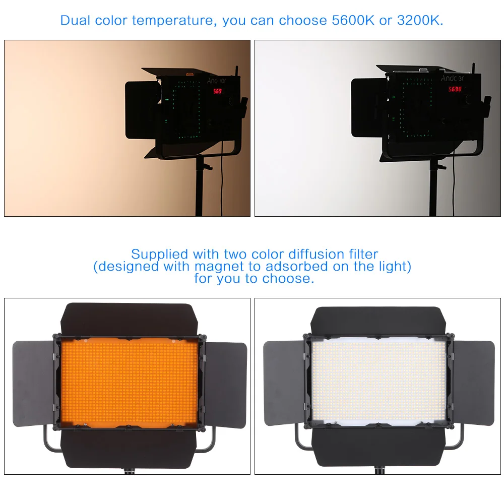 Andoer 1040 шт бисер Светодиодная лампа для освещения видео CRI 95 + 7680LM 5600K DMX512 студийное
