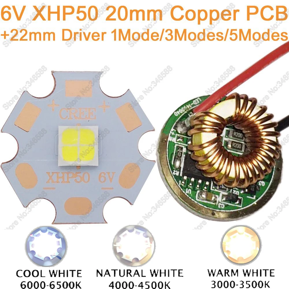 Светодиодный эмиттер высокой мощности Cree XHP50 холодный белый нейтральный теплый 6