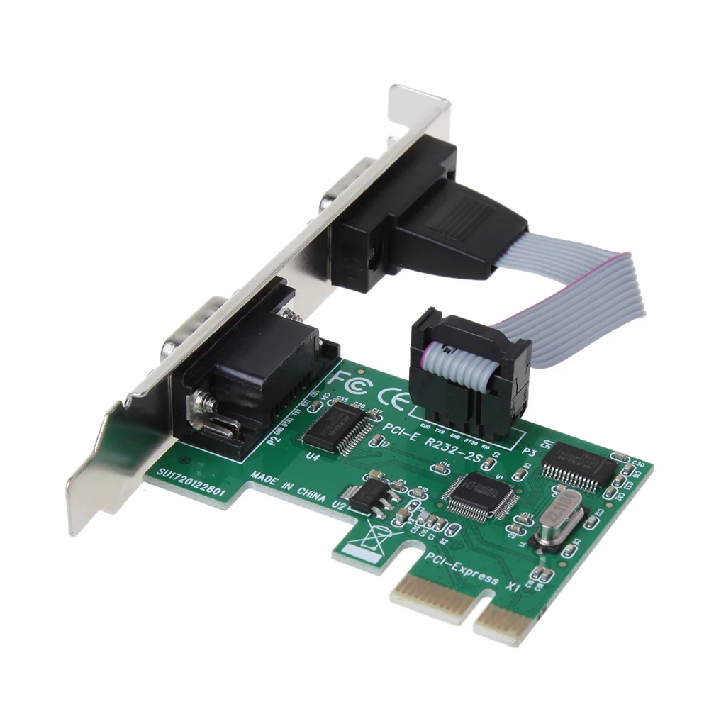 

PCI-E PCI-двойной последовательный DB9 RS232 последовательный контроллер, 2-портовый адаптер, карта экспресс