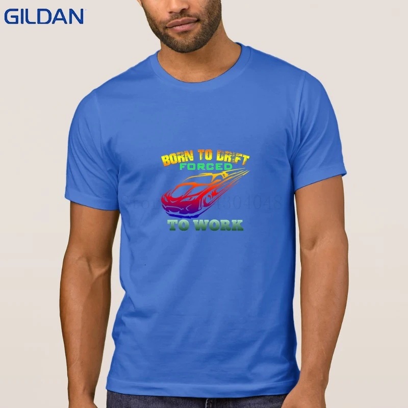 New Style Born To Drift Forced Work Tees Tshirt Weird Men's T Shirt Basic Solid 2018 Anti-Wrinkle Crew Neck | Мужская одежда