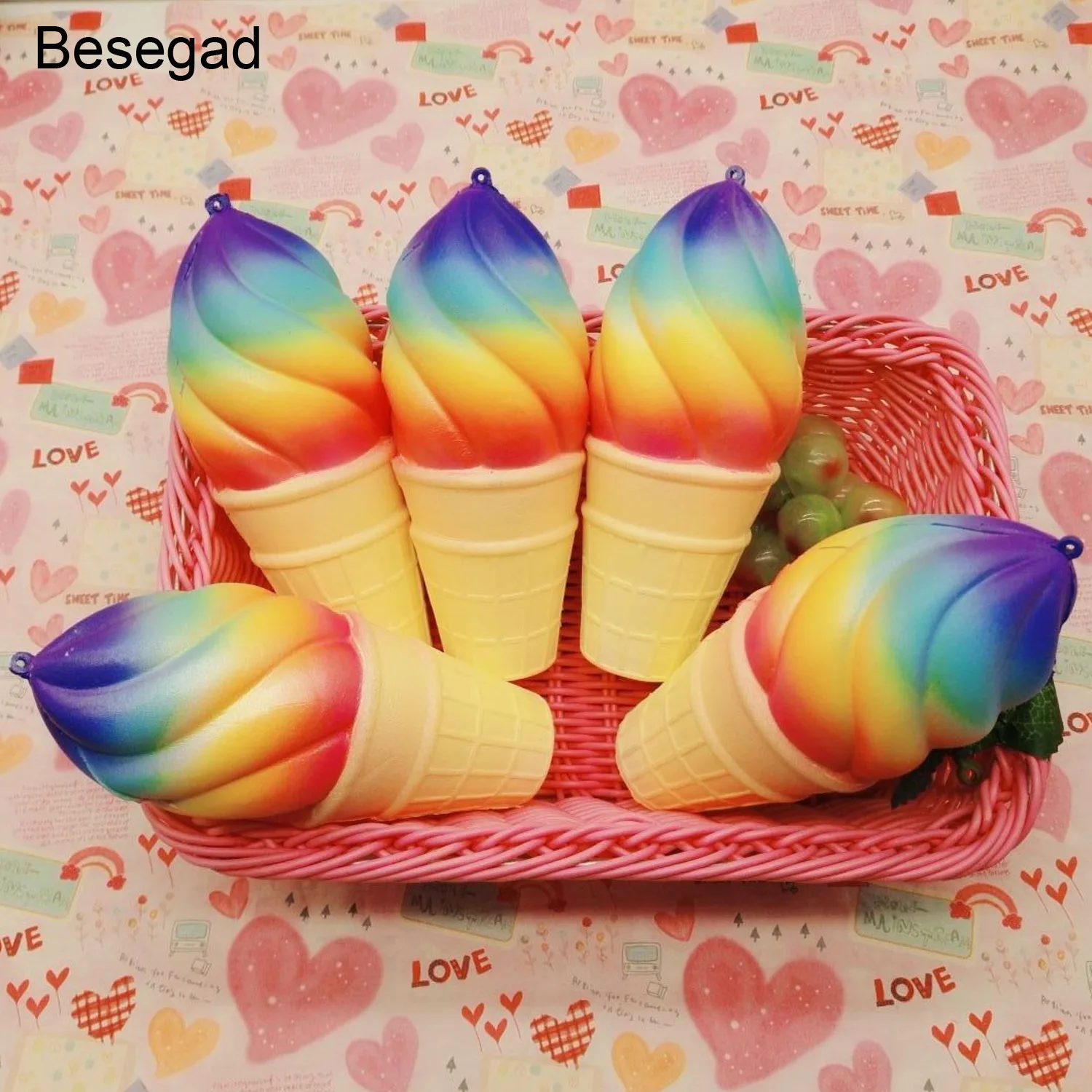 Besegad мягкие Squishies Kawaii красочные мороженое конус игрушка замедлить рост для детей