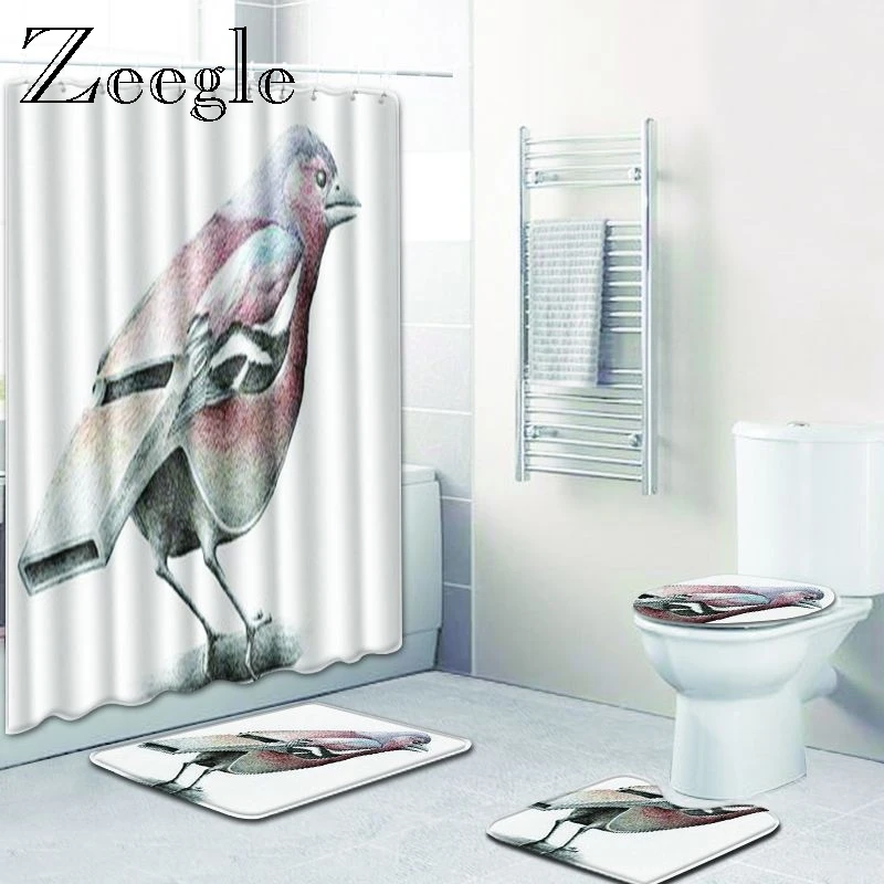 Zeegle зеленого цвета с принтом 4 шт. анти скользящий коврик для ванной комнаты Набор