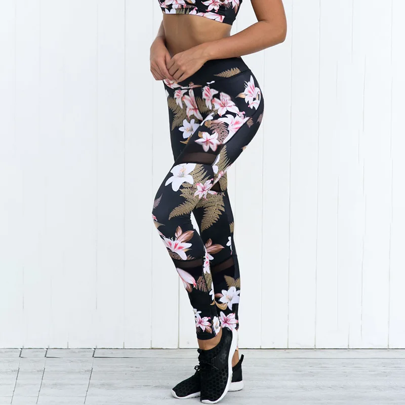 Для женщин брендовые Модные расклешенные с Фитнес Леггинсы для Высокая Талия