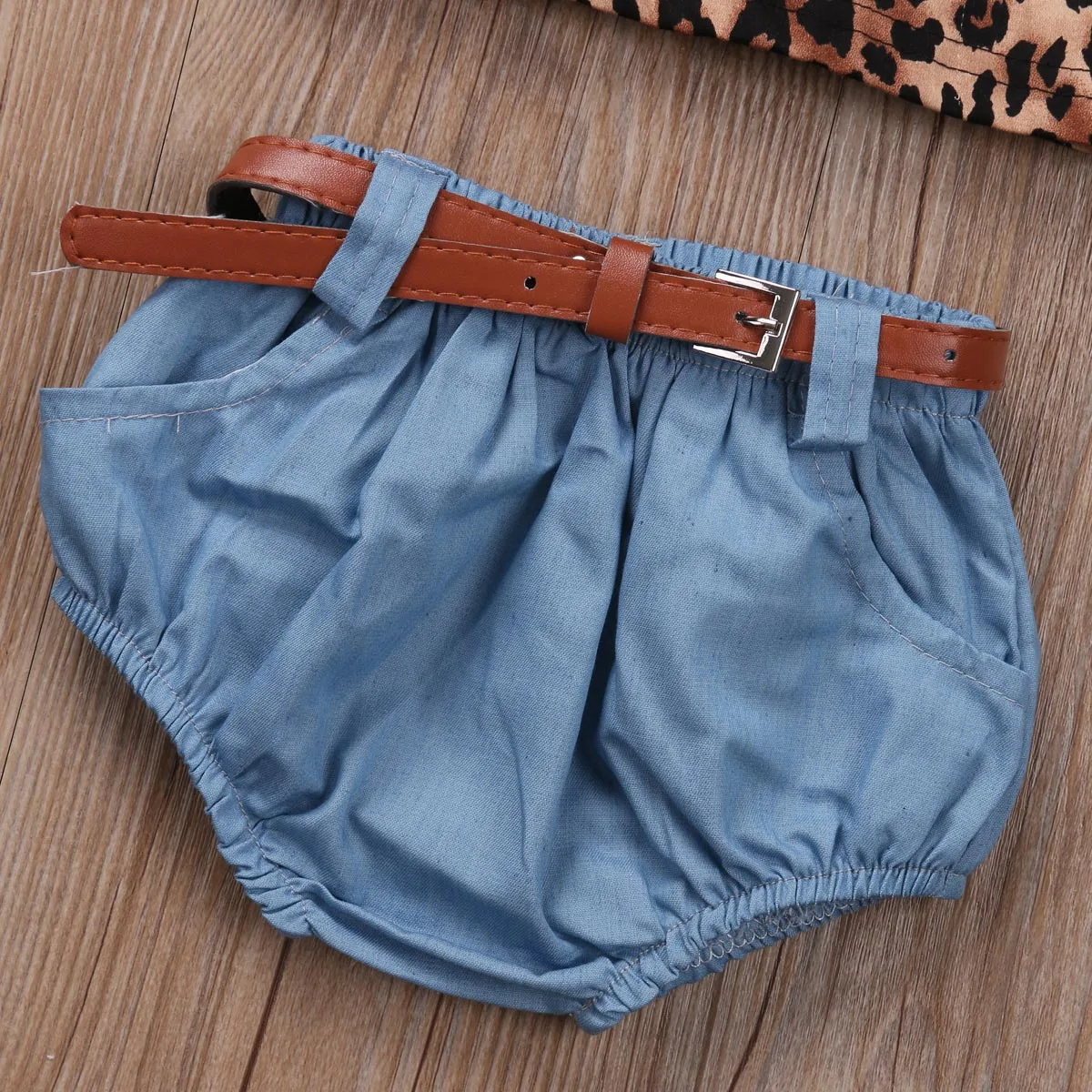 Комплекты из 3 предметов Одежда для новорожденных девочек леопардовая футболка с