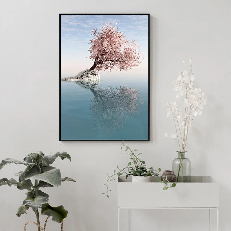 Пейзаж с высокой посадкой на море Картина холсте абстрактный принт постер