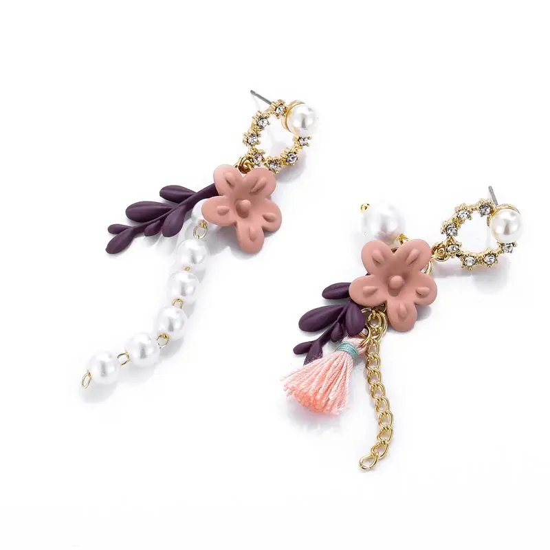 Корейская версия резиновых аэрозольных цветов длинные серьги с кисточками