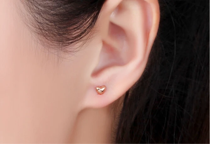 

New Korea Style Rose gold Stud Earrings Heart Earrings AU750