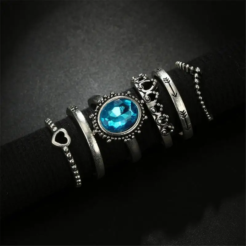 6 шт./компл. Сплав Надписи кольца в виде сердец ювелирные изделия серебро Цвет