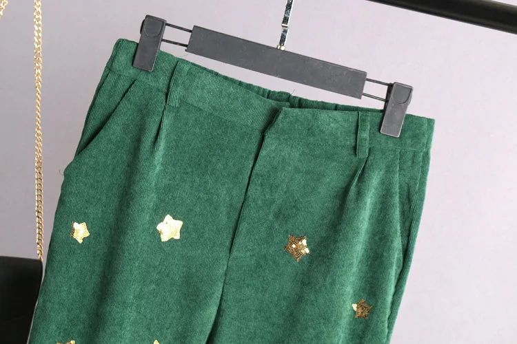 A0 Spring Casual Women Harem Pants 3XL Plus Size Clothes Bottoms Fashion Corduroy Loose sequin Trousers 2001 | Женская одежда