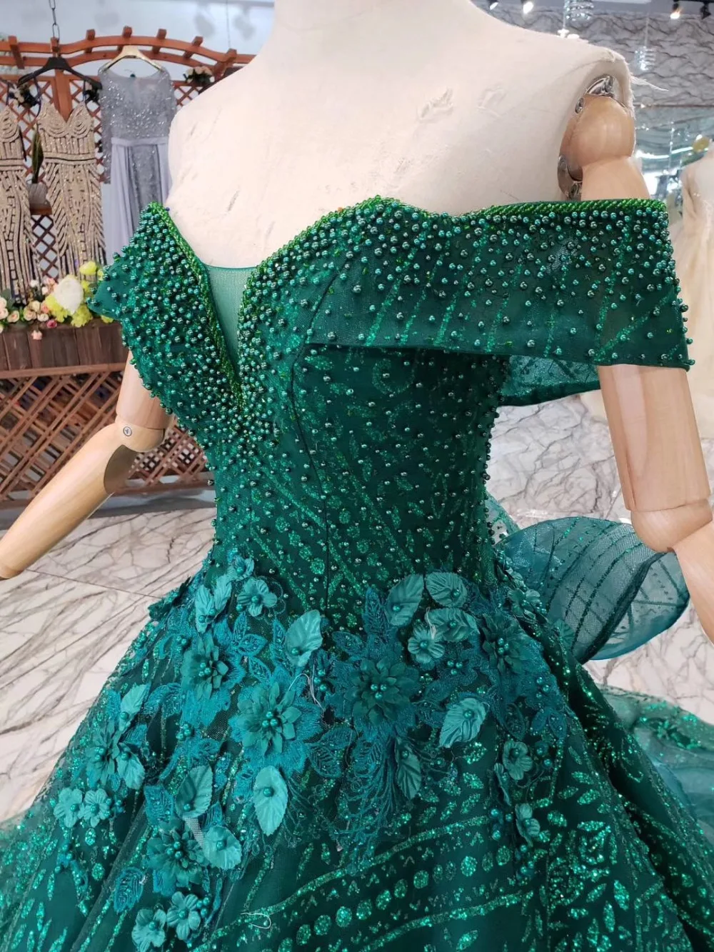 Блестящее кружевное платье CloverBridal с жемчужинами и цветами женское 2019 50 см со