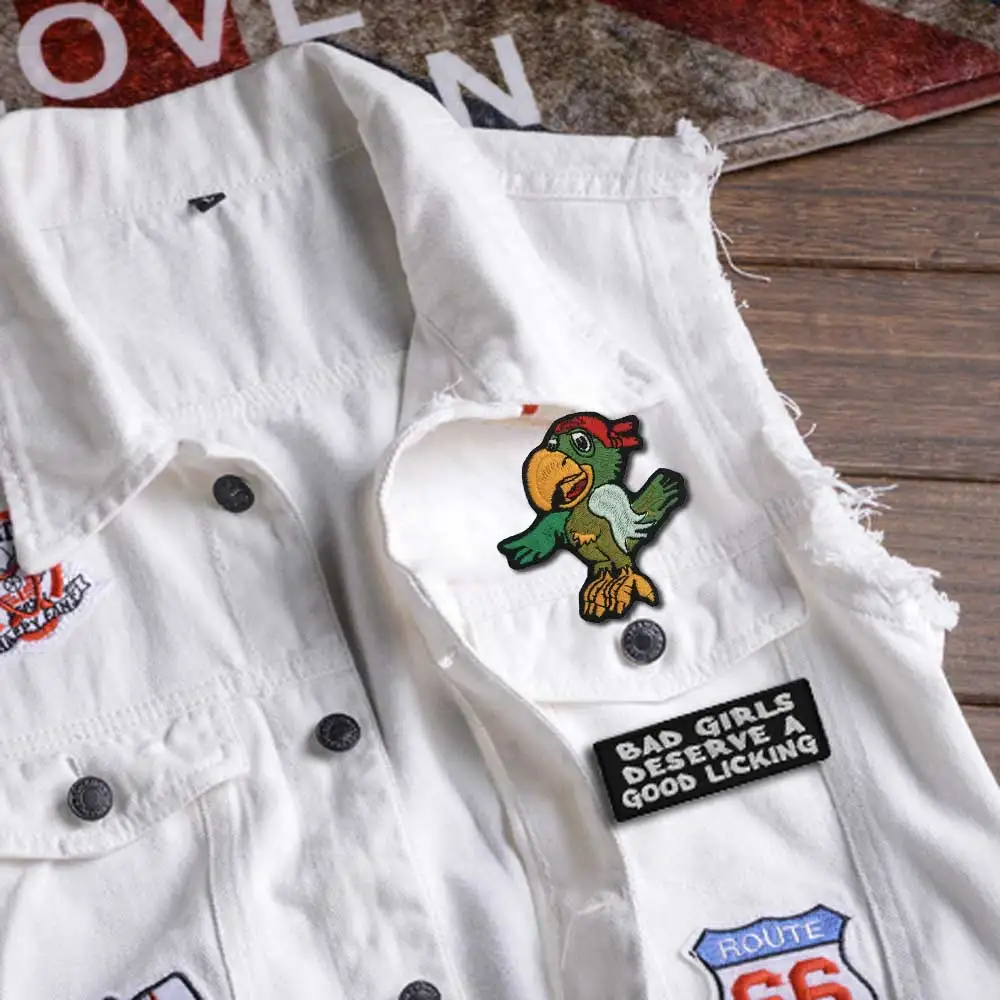 Пиратский попугай приклеивающиеся утюгом нашивки вышитая аппликация этикетка