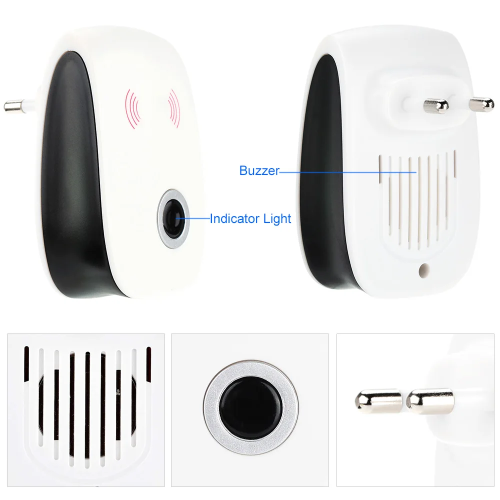 6 шт Белый Крытый ультразвуковой электронный отпугиватель вредителей для