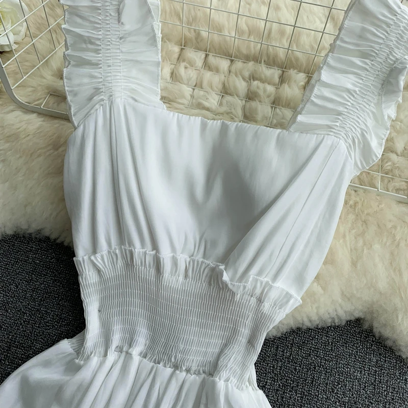 2019 новые модные женские платья сплошное милое платье с поясом и тонким