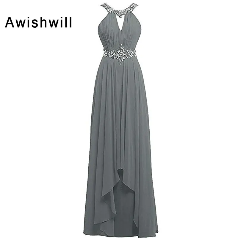 Real Picture Sleeveless Beading Chiffon Sexy Long Evening Dresses 2020 Backless Prom Formal Dress Silm Party | Свадьбы и торжества