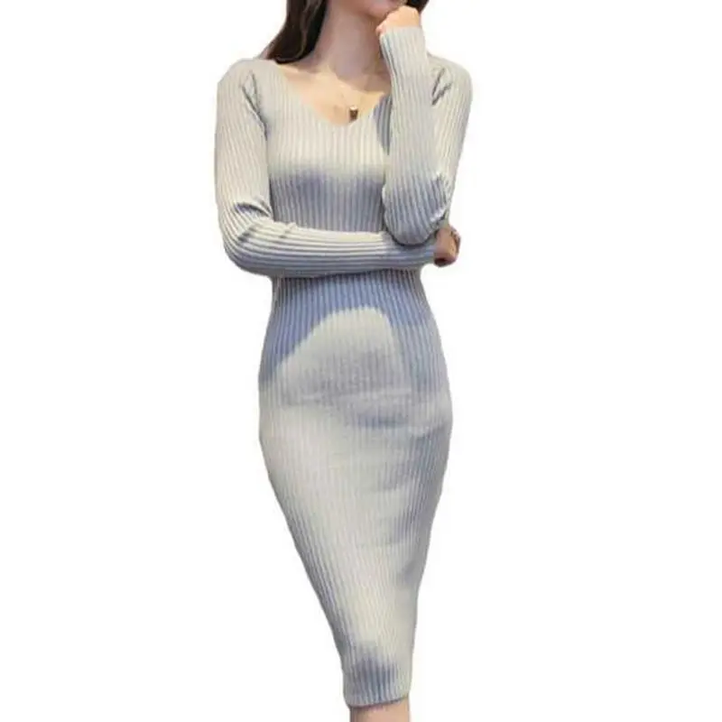 Длинный свитер платья для женщин 2017 Осень Зима бренд плюс размер оболочка v