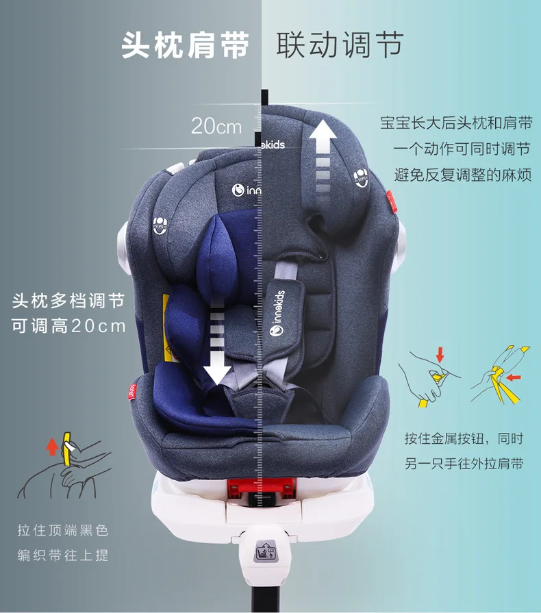 Innokids детское безопасное сиденье с isofix от 0 до 12 лет ребенок 4 недели вращения может сидеть и лежа 360 ° вращение