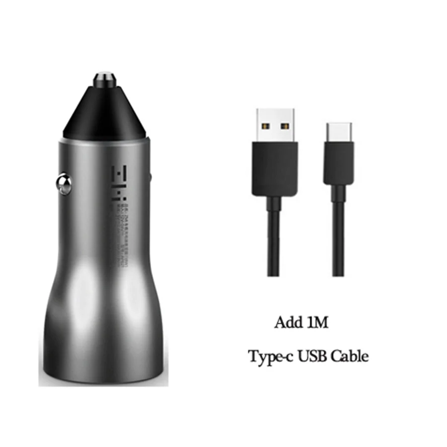 Xiaomi ZMI автомобильное зарядное устройство Quick Charge 3,0 18 Вт двойной USB цифровой дисплей напряжения/тока 5 В/2,4 A быстрое зарядное устройство AP621 для смартфона - Цвет: Add Type-C Cable-