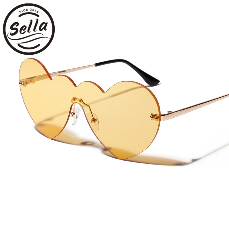 Sella женские солнцезащитные очки без оправы сексуальные дамы в форме сердечка для