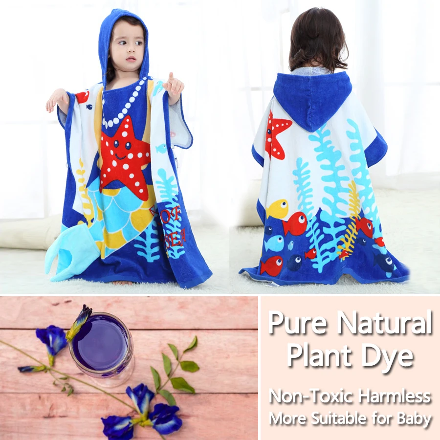 Хлопковое детское полотенце с капюшоном детский банный халат банное животными