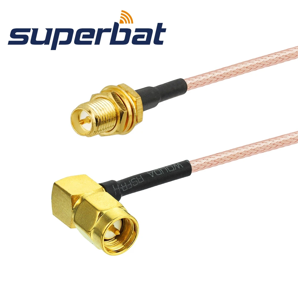 Superbat SMA Male Right Angle to RP-SMA Female RG316 40cm RF Coaxial Cable Wifi Antenna Extension Cable