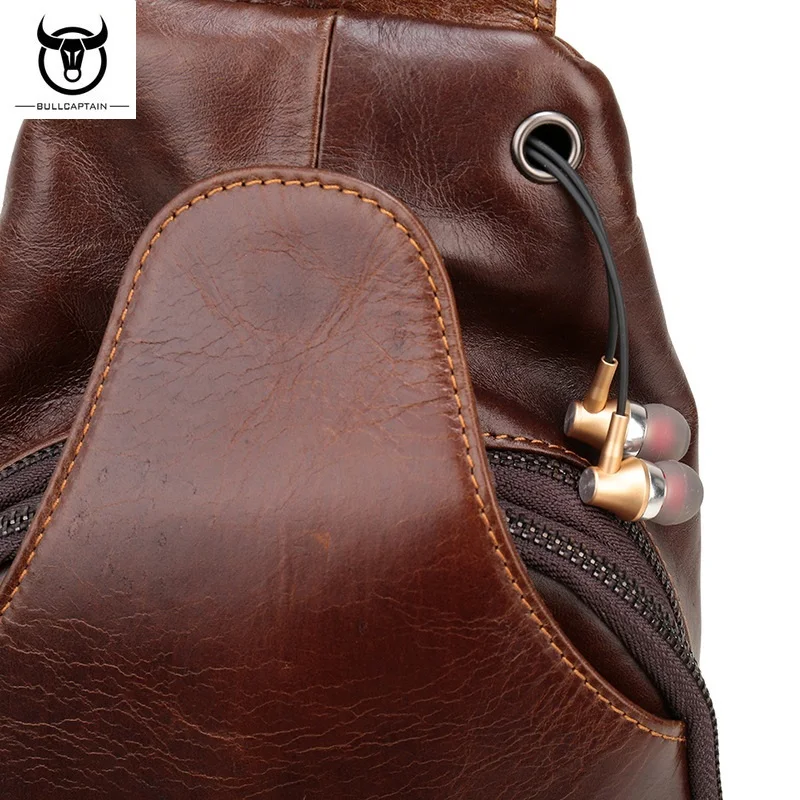 BULLCAPTAIN натуральная кожа Мужская нагрудная сумка сумки на одно плечо Ретро стиль