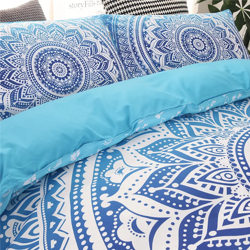 Набор пододеяльников в богемном стиле королевского размера голубое одеяло с