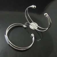 free shipping 18mm round tray double bracelet silver plated bracelet with 1 pad bracelet blank base
