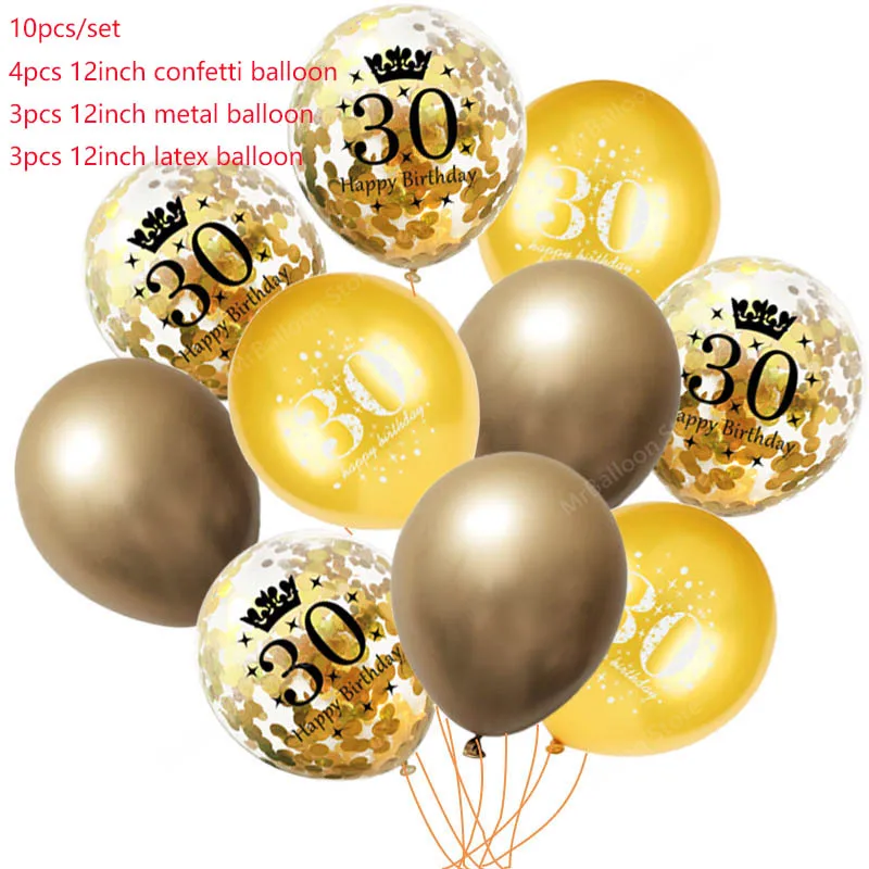 Gold birthday 30 60, 50, 40, 30 черные и золотые шары на день рождения, конфетти, баллоны для дня рождения, украшения для вечеринок, для взрослых, балоны, гелиевые шары - Цвет: Gold birthday 30