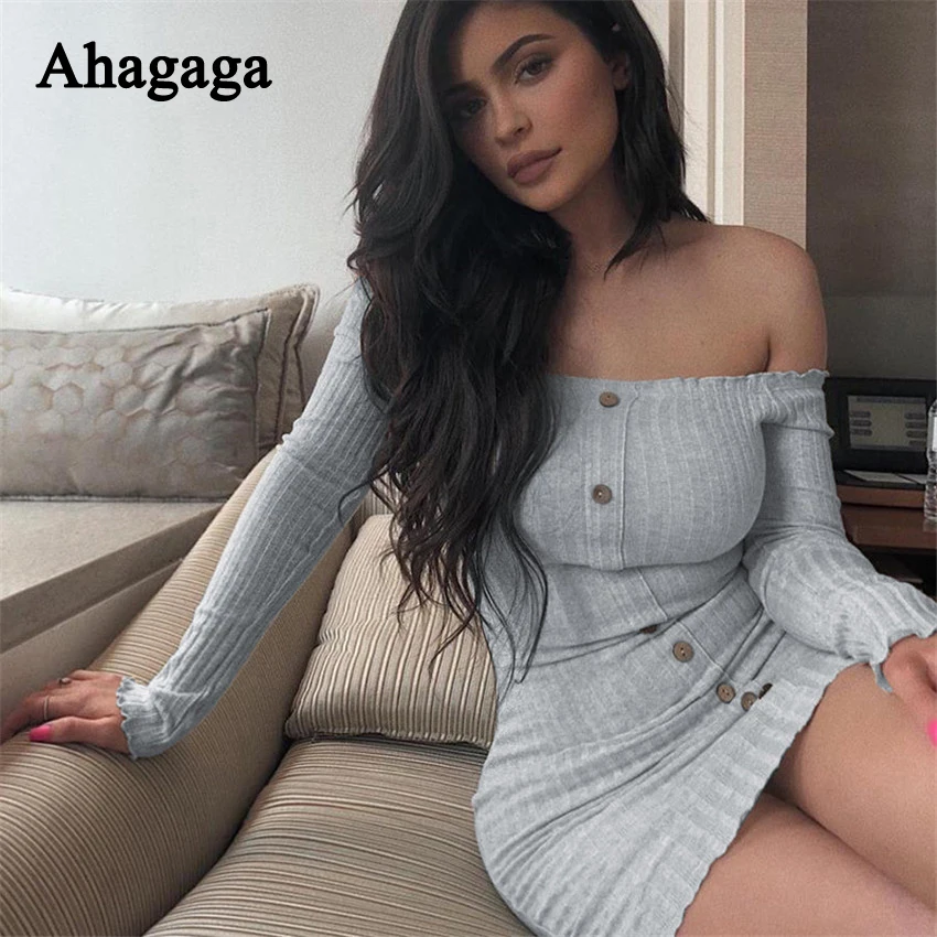 Ahagaga 2019 летнее платье женское модное однотонное Повседневное с вырезом лодочкой