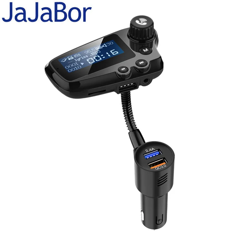 Jajabor Автомобильный комплект блютуз Handsfree FM трансмиттер A2DP AUX Аудио плеер QC3.0