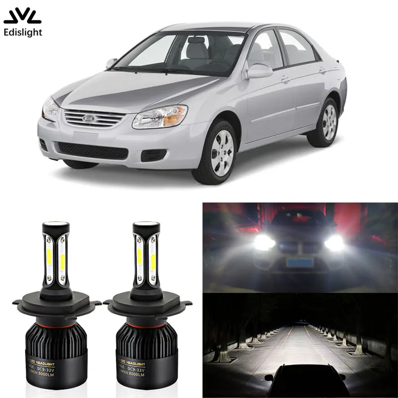 Edislight мощная светодиодная фара 72 Вт 7600LM комплект фар H/L для 2004 2009 KIA Spectra 6500K белая