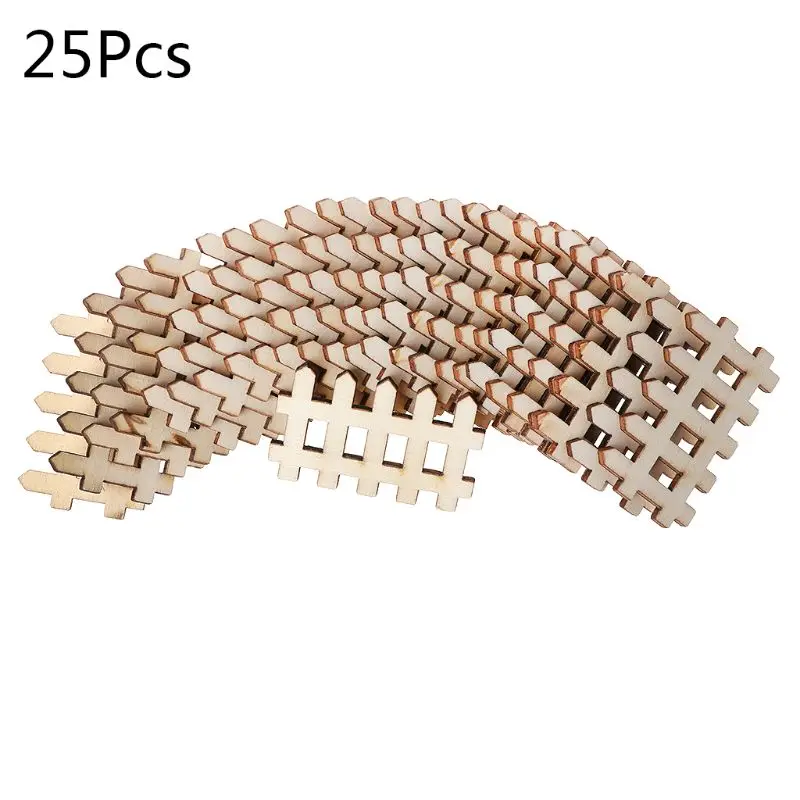 

25pcs Laser Cut Wooden Fence Embellishment Wooden Shape Craft Wedding Decor