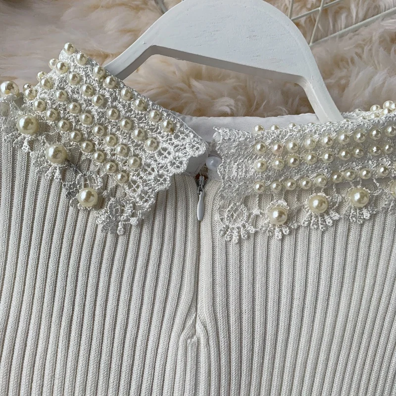 Женское трикотажное платье карандаш с длинным рукавом и круглым вырезом|Женские