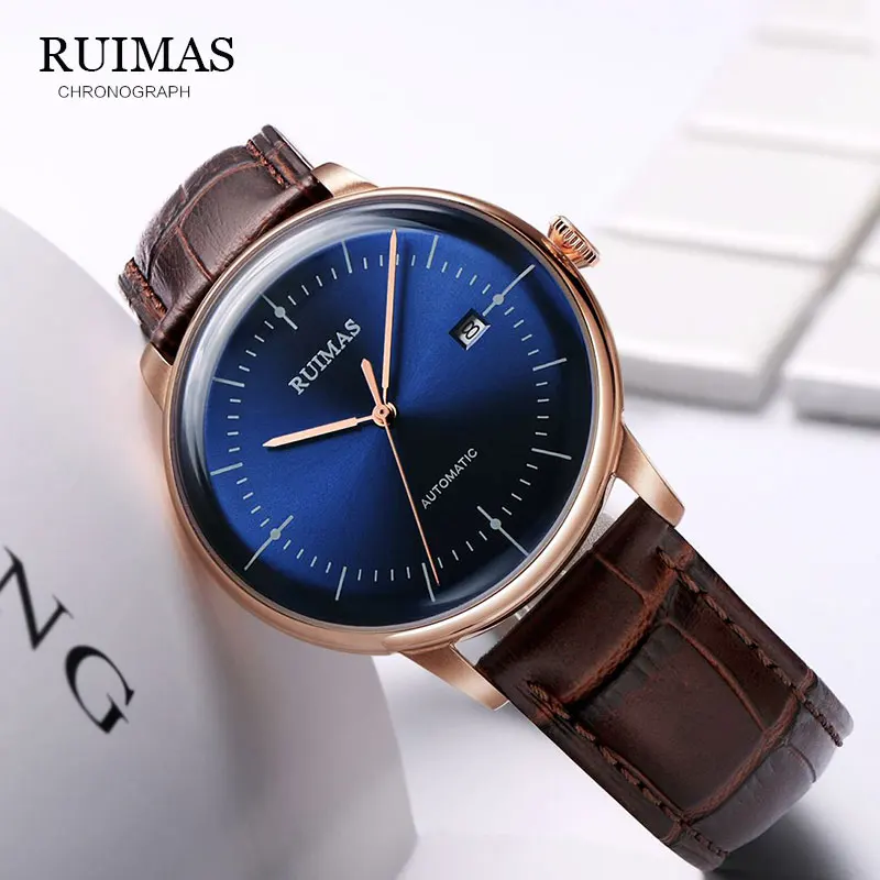 2019 new Ultra-thin simple classic men mechanical watches business waterproof watch luxury brand genuine leather automatic | Наручные