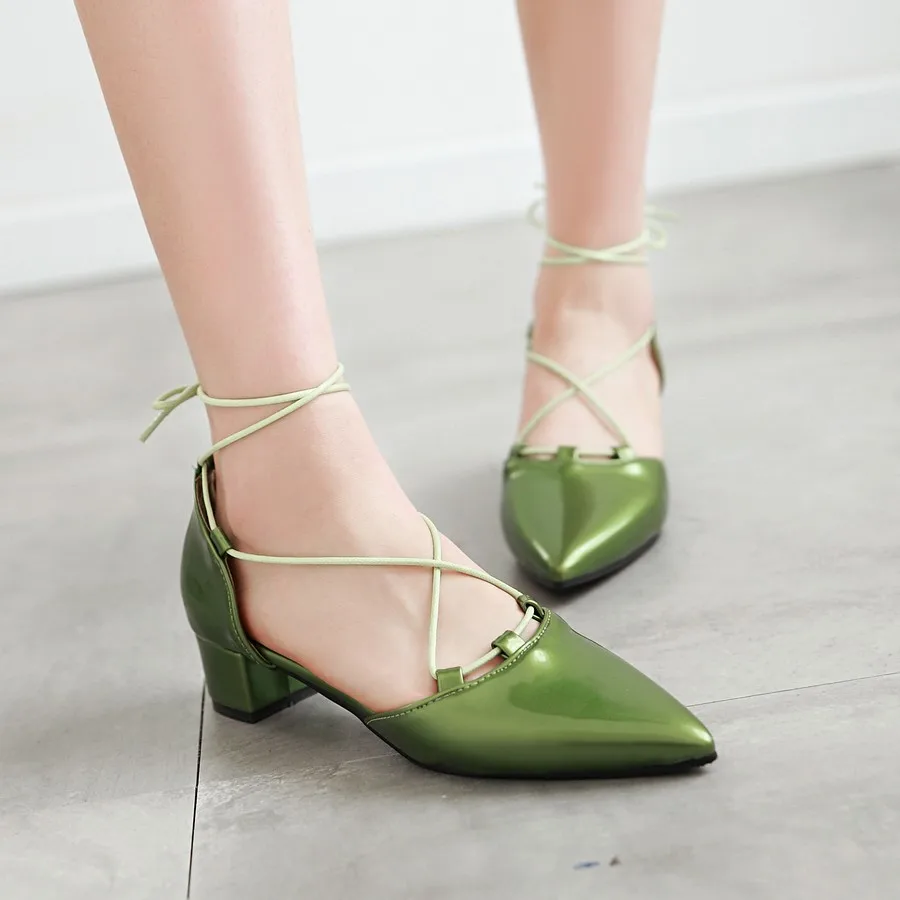 Летние Сандалии Женщин Твердые Лодыжки Ремень Med Высокие Каблуки