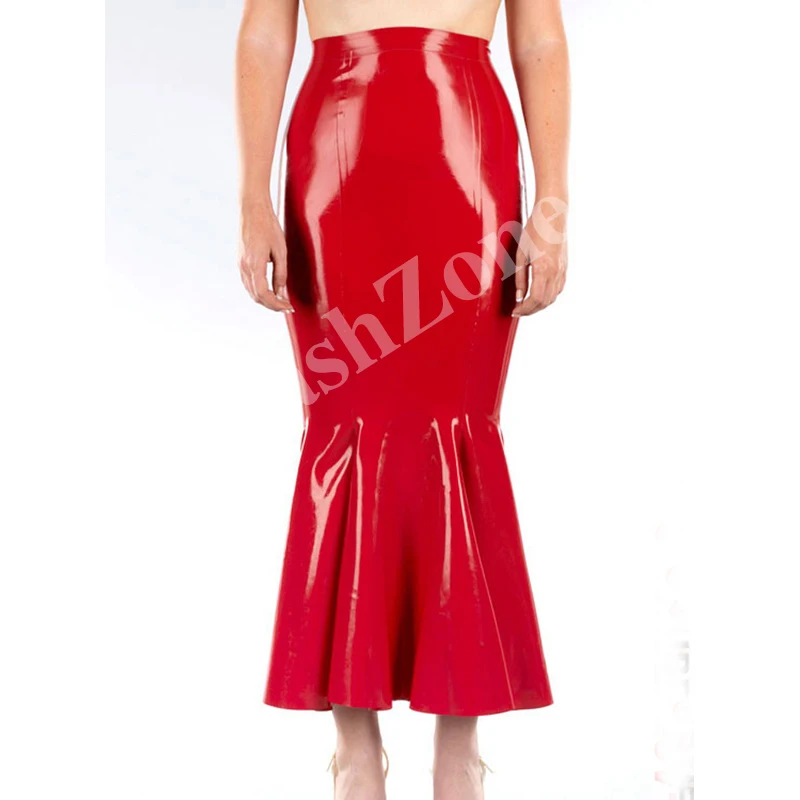 Бесплатная Доставка! Женская красная латексная юбка рыбий хвост |