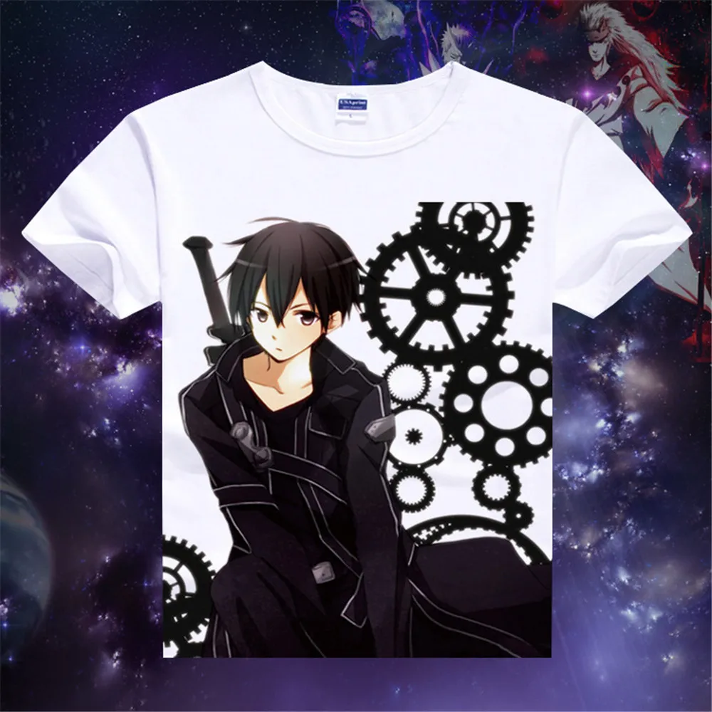 Cosplay Anime Sword Art Online Kirigaya Kazuto T-shirts Yuuki Asuna Printed T Shirt Short Sleeve Tees SAO Summer Tops | Тематическая